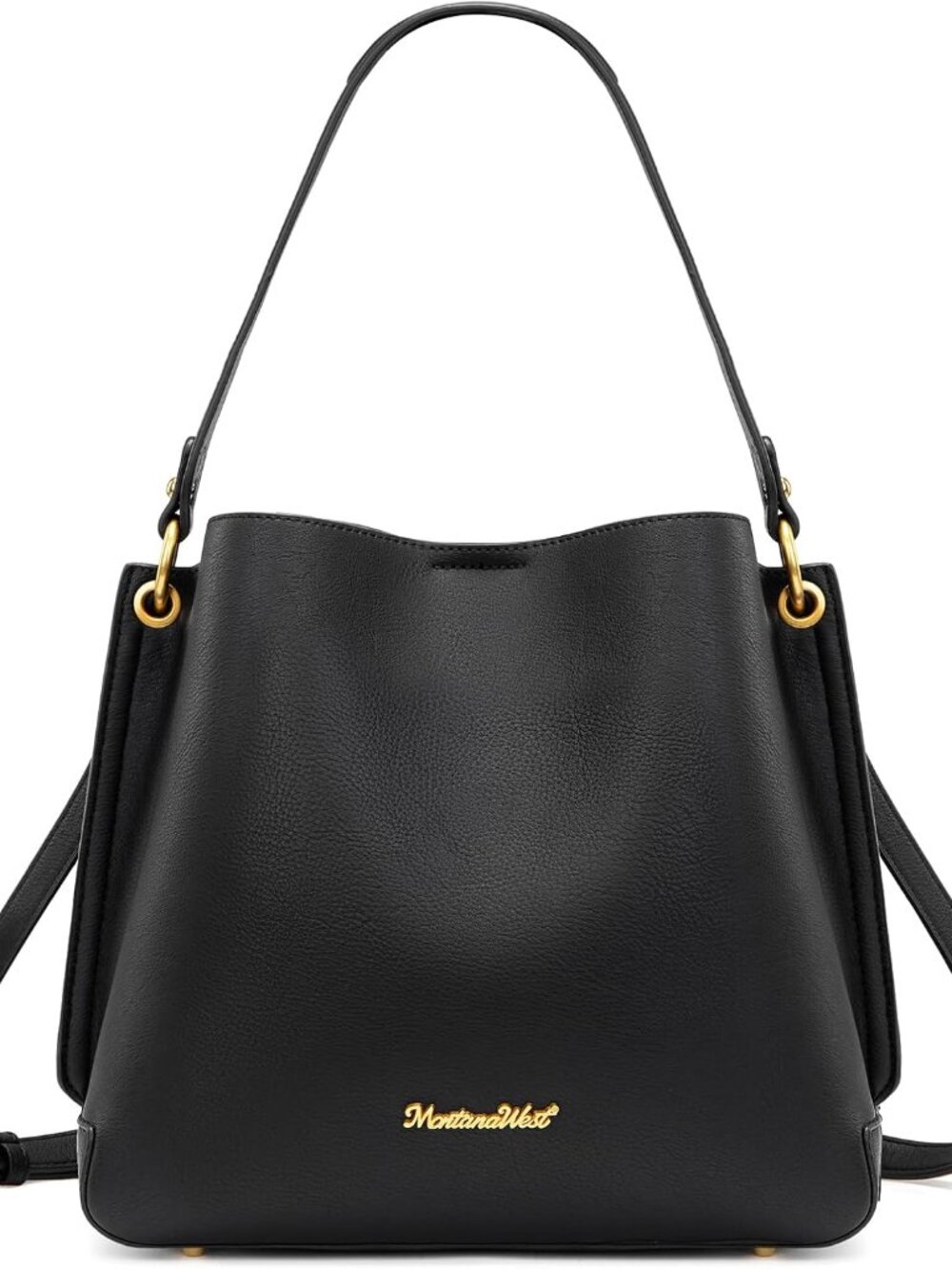 Medium Hobo Purse for Women 3 Compartment Bucket Shoulder Bag with Crossbody Str